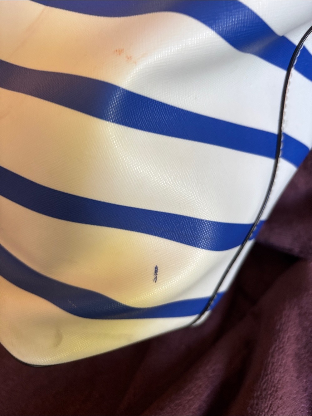 Kate Spade Striped Blue and White Tote Bag with 'Beware of Sharks' Window - Picture 3 of 6
